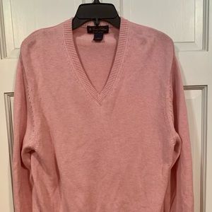 Brooks Brothers Supima Cotton Pink V-Neck Sweater, Size Large